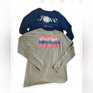 Lauren James sz Medium Gray & Navy Long Sleeve Shirts Lovely State & Fine Pine